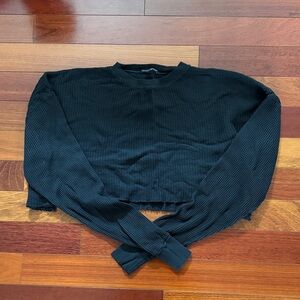 Brandy Melville Black Waffle Knit Sweatshirt